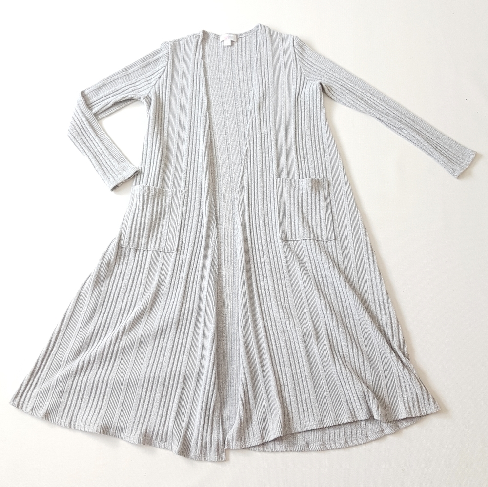 LuLaRoe Sarah Open Front Duster Cardigan Gray